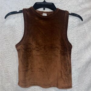 Fuzzy Brown Cropped Halter Top